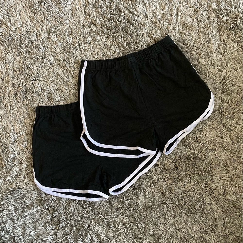 Black Active Dolphin Hem Stripped Brushed Shorts